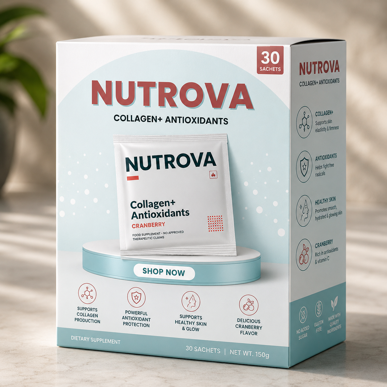 NUTROVA COLLAGEN PLUS ANTIOXIDANT (30 Sachets) – Cranberry